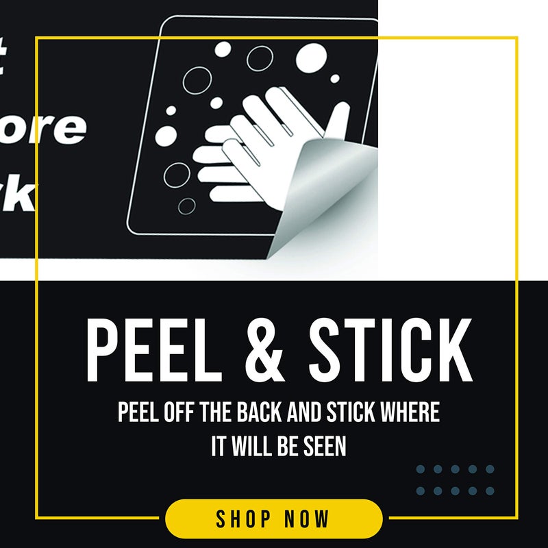 Safety Supply Mart Employees Must Wash Hands Before Returning To Work, 8.75" x 2.5", 3 Pack, Black and White, Self-Adhesive - Image 3